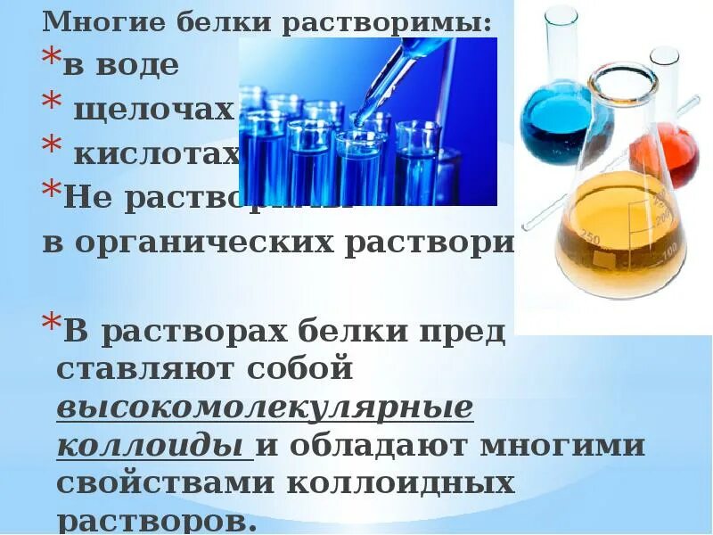 Растворы белков в воде. Белки растворимы в воде. Какие белки лучше растворимы в воде. В воде, кислотах, щелочах, органических растворителях не растворяется. Белки хорошо растворимые в воде.