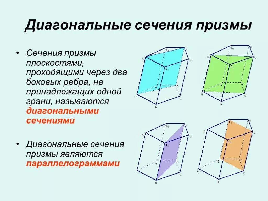 Какая призма является прямой. Диагональное сечение пятиугольной Призмы. Диагональное сечение 6 угольной Призмы. Сечение 6 угольной Призмы плоскостью. Перпендикулярное сечение Призмы.