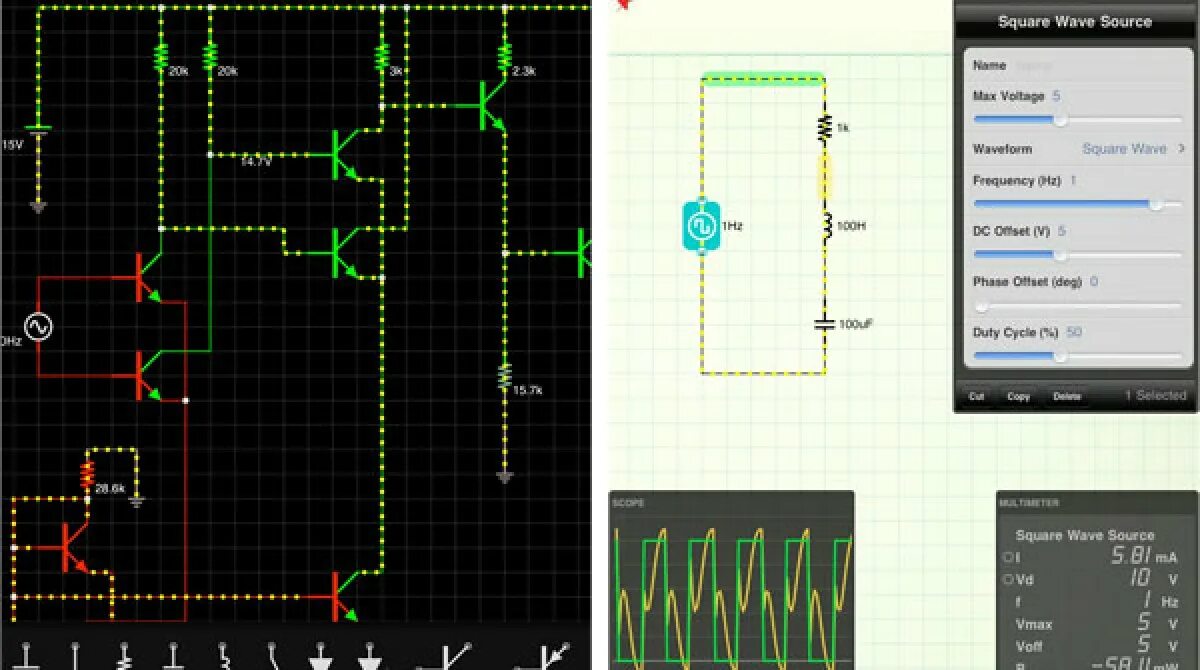 Симулятор схем андроид. Circuit simulator схемы. circuit simulator 1.2.0. everycircuit осциллограф. симулятор electric circuit.