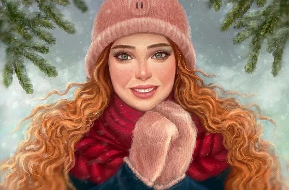 Рисунки зимних девушек. Девушка в шапочке. Девушка в шапке арт. Зимняя девушка рисованная. Нарисовать девушку зиму.