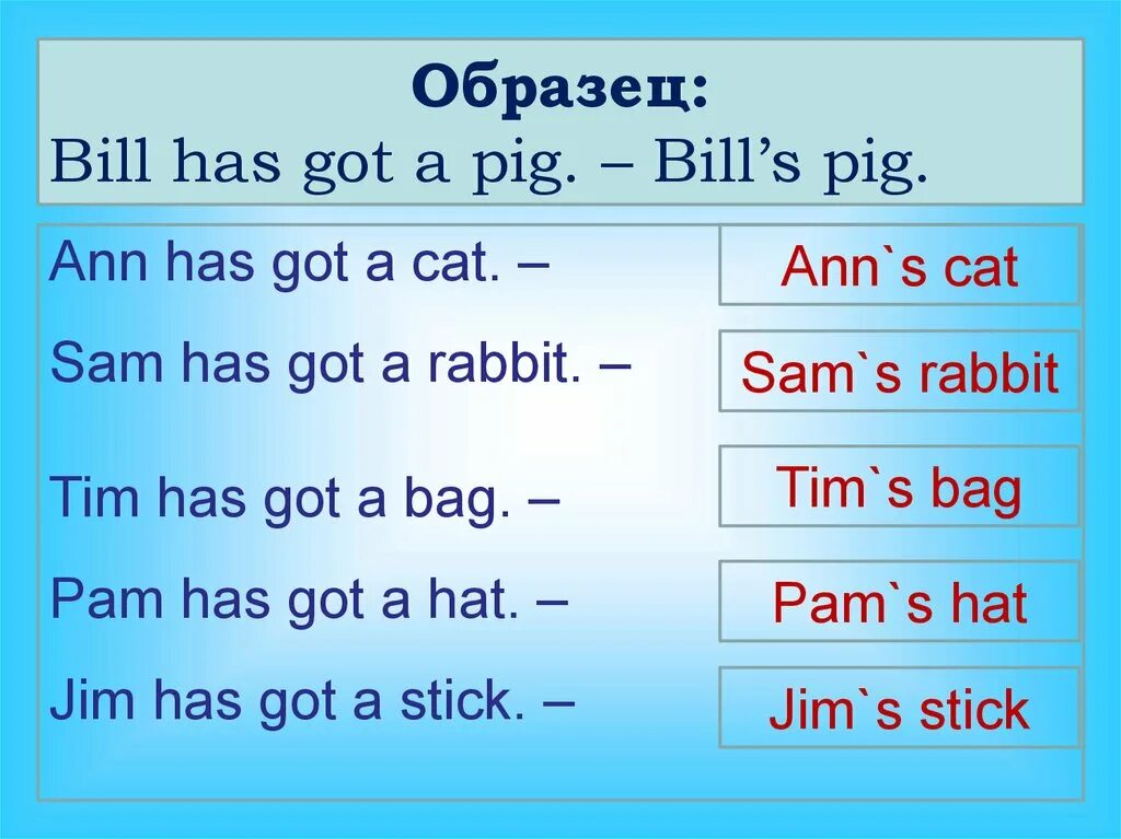 He has got pets. Притяжательный падеж упражнения. Притяжательный падеж в английском упражнения. Prityajatelniy PADEJ V angliskom uprajneniya. Тренировка притяжательного падежа в английском языке.