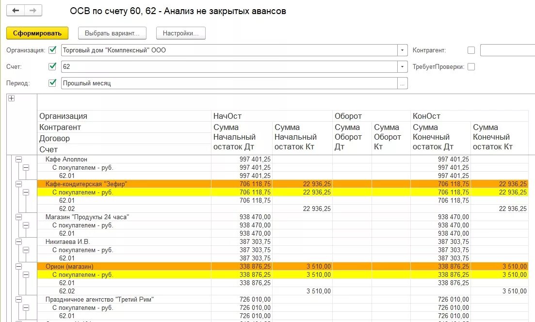 60 Счет в разрезе контрагентов. 62 Счет в разрезе контрагентов. Осв по счетам 60 62. Отчет в 1с осв по контрагентам.