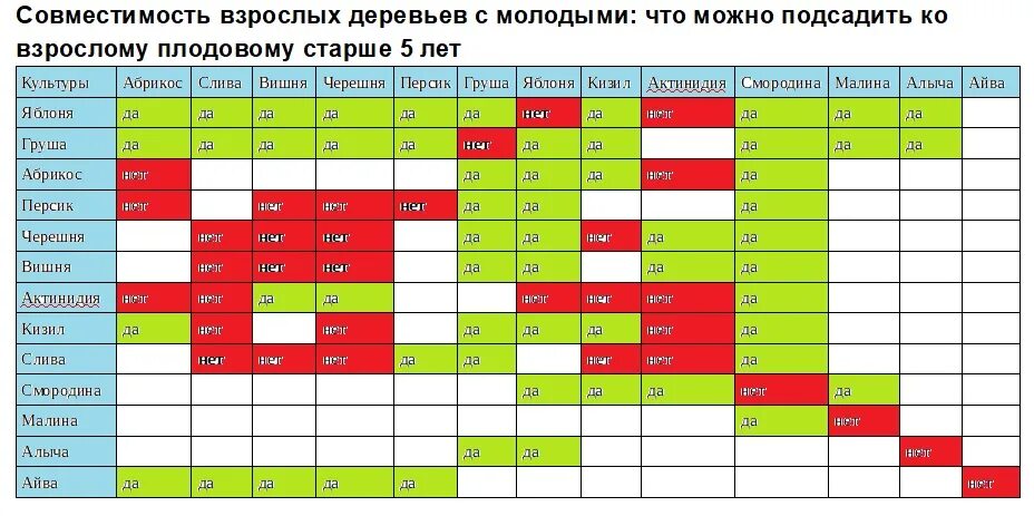 Совместимость плодовых. Таблица совместимости деревьев. Совместимость плодовых растений в саду. Совместимость деревьев и кустарников в саду таблица. Соседство яблони