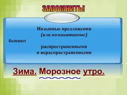 Распространите назывные предложения