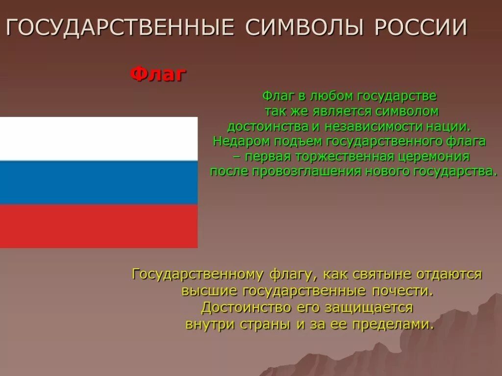 Какие воздаются государственным символам россии. Государственный флаг России. Государственные символы России флаг. Почести государственным символам России. Почести воздающеися государственным символом России.