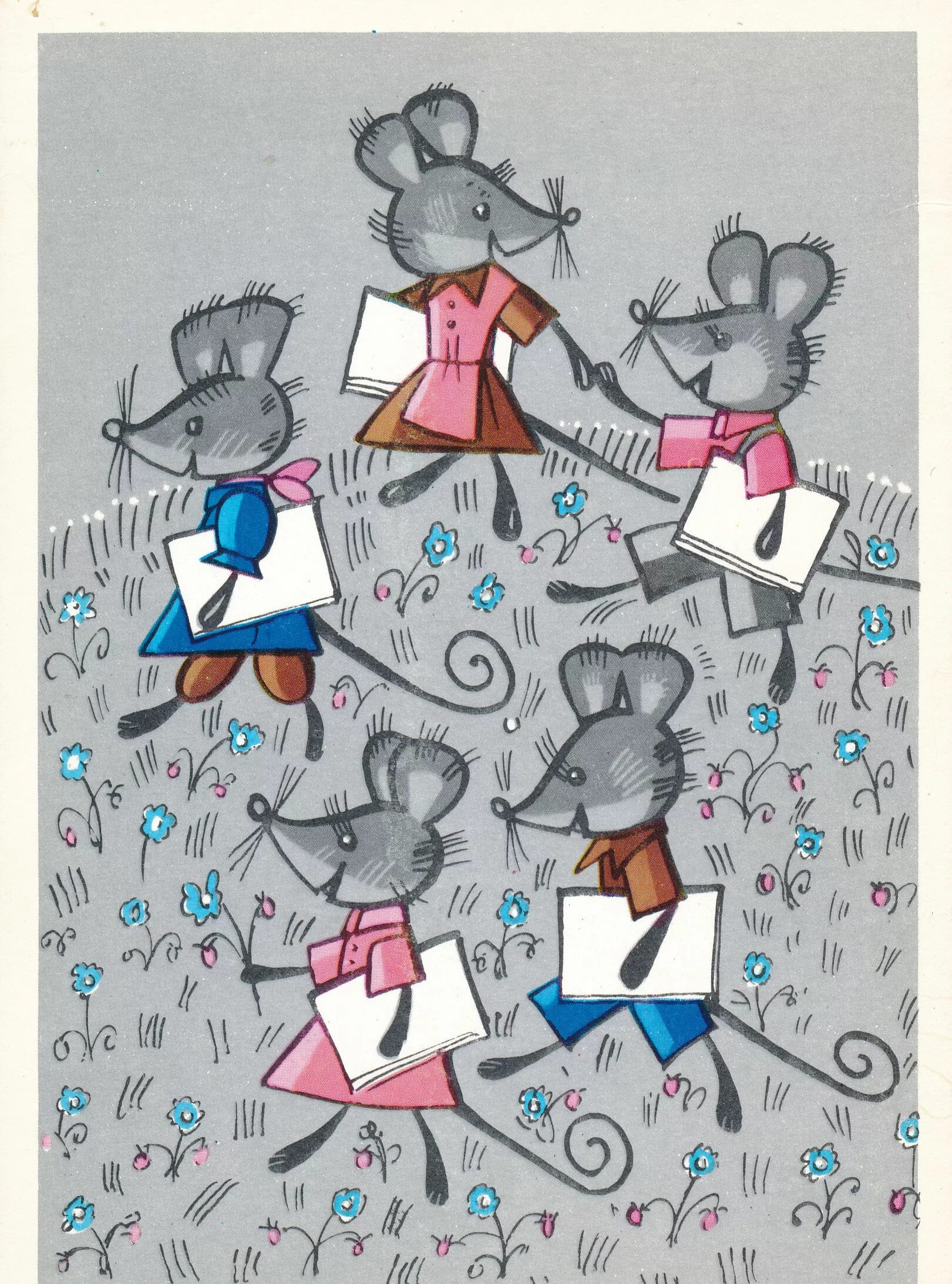 Шесть мышей. Мышонок в школе. Мышки в книжке. Мышонок идет в школу. Книжка про мышонка.