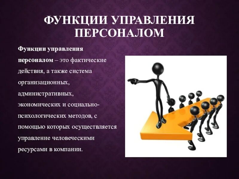Роль управление персоналом и функции. Функции управления персоналом.