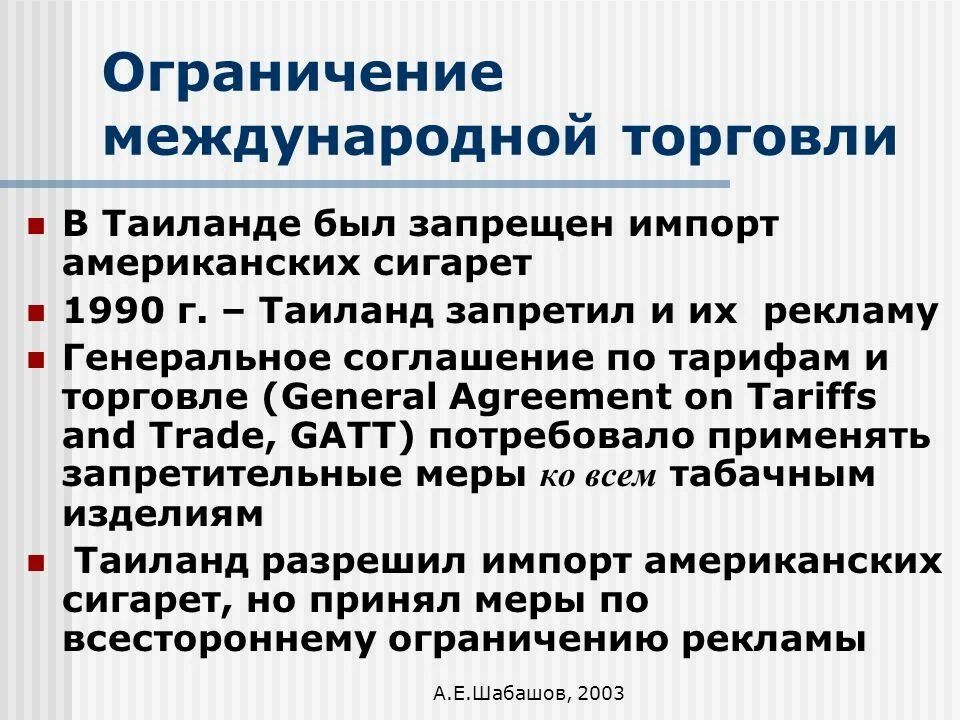 Ограничение международной торговли