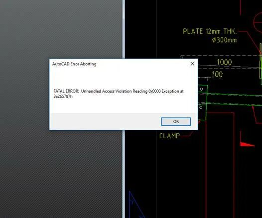 Fatal error access violation detected. Ошибка автокад. fatal error unhandled violation reading 0x0000 exception at 62036203h. unhandled exception: 0xc0000006 дбд. фатальная ошибка фнф.