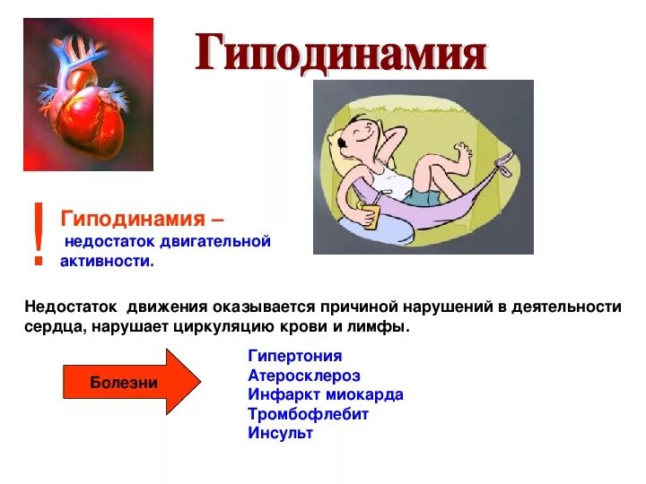 Факторы развития гиподинамии. Влияние гиподинамии на сердце. Гиподинамия и атеросклероз.