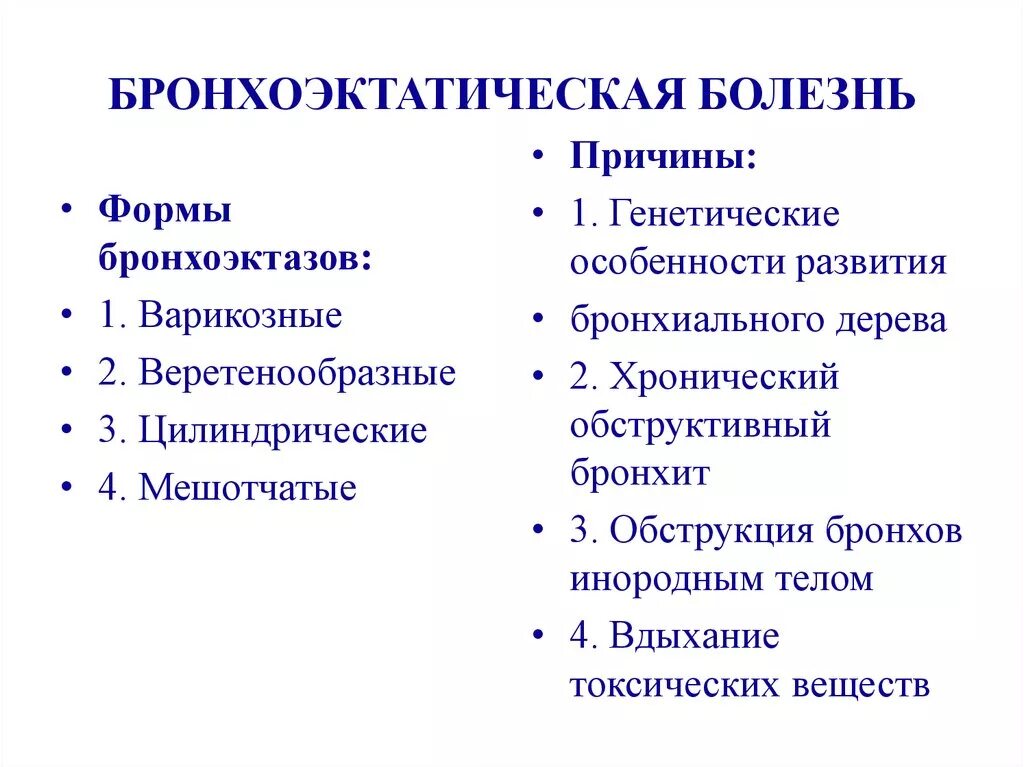 Форме причины причина заболевания. Клинические синдромы при бронхоэктатической болезни. Основные клинические проявления бронхоэктатической болезни. Причины развития бронхоэктазов. Бронхоэктатическая болезнь причины.