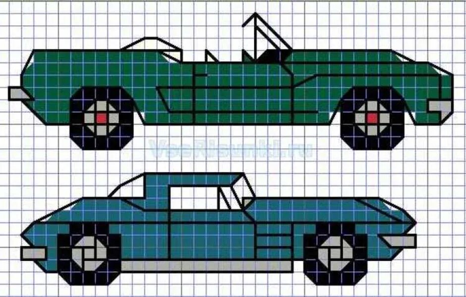 Рисование по клеточкам машины. Рисунки по клеточкам автомобили. Машина по клеточкам в тетради. Машинки в клеточку. Машина по клеткам