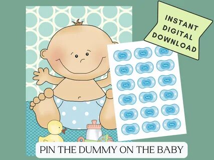 Pin the Dummy on the Baby Pin the Pacifier on the Baby Printable.