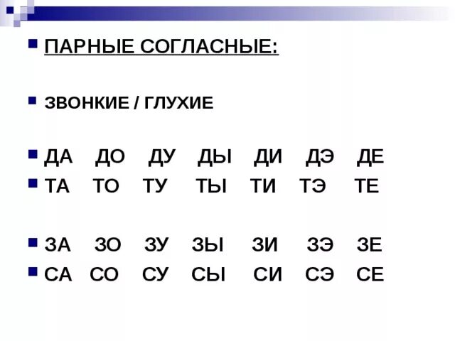 Звонкий слоги в слове