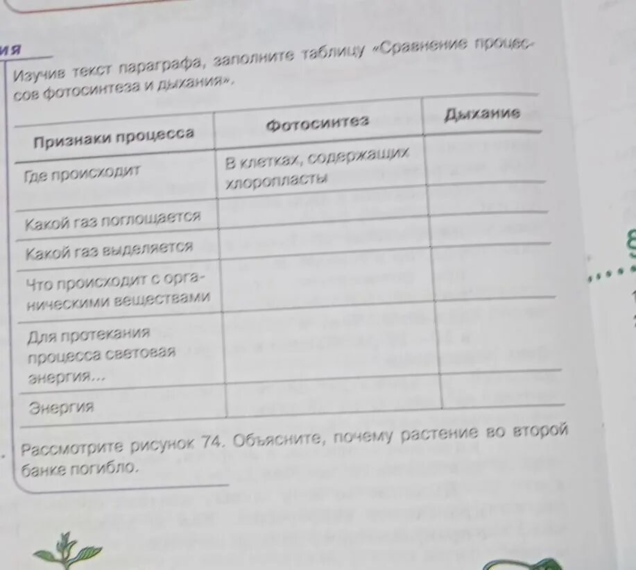 Заполните таблицу сравнение процессов. Заполни таблицу сравнение процесса. Заполните таблицу сопоставление процессов фотосинтеза. Сравнительная характеристика фотосинтеза и дыхания таблица.