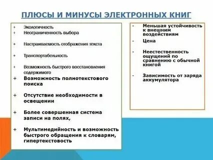 Достоинства и недостатки книг