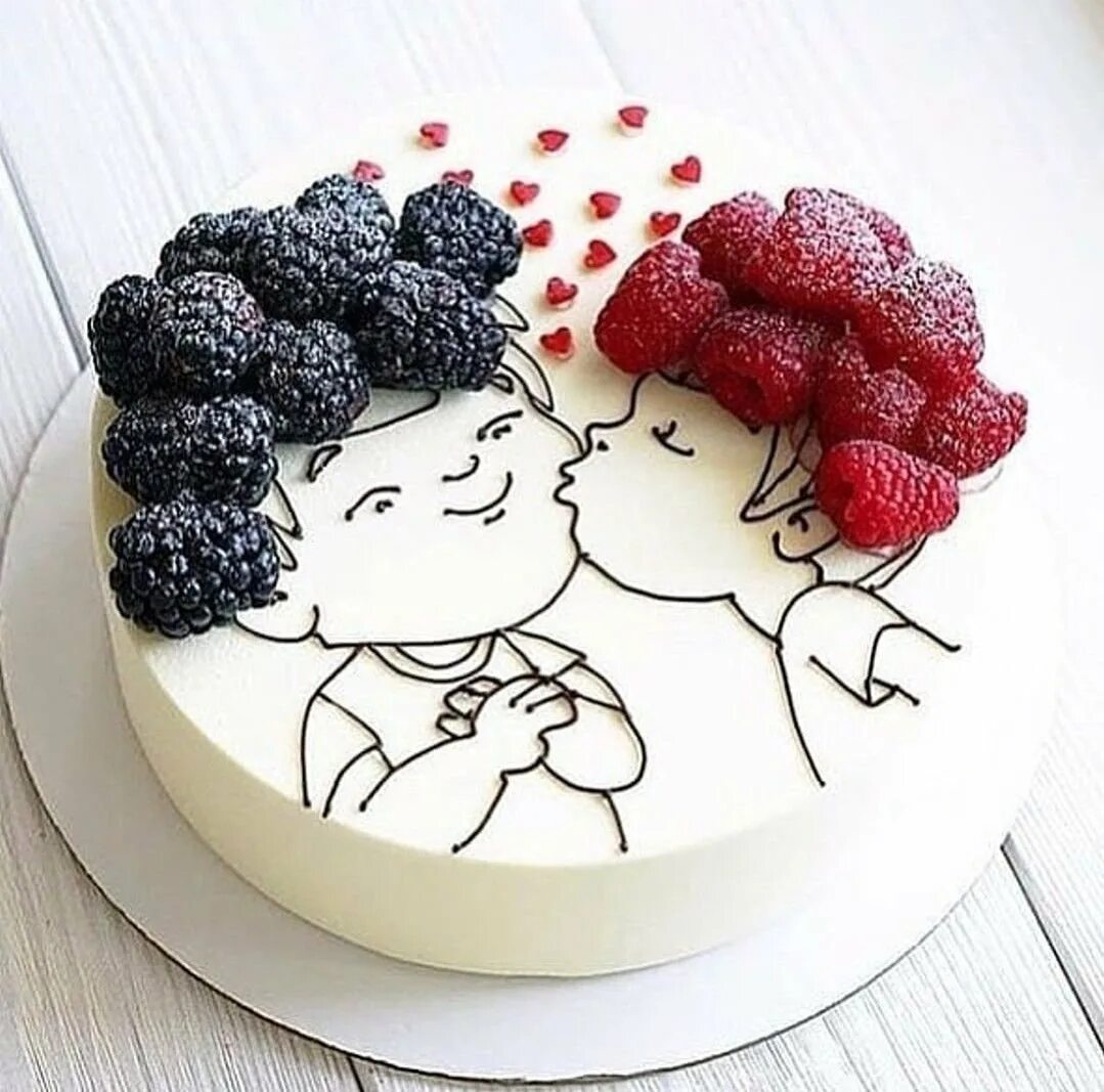 Торт с поцелуем. Торт картинка. Торт рисунок. Торт волосы из ягод. Торт на день влюбленных.