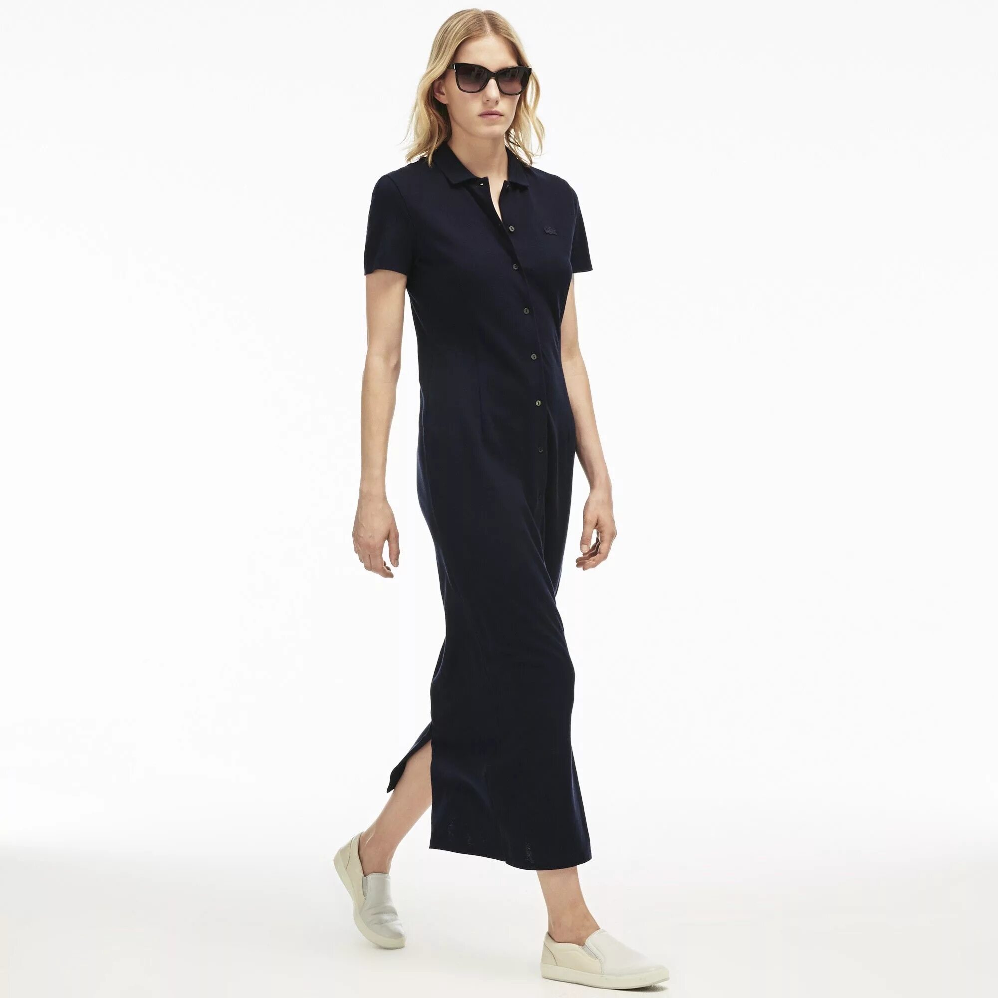 Полу удлиненный. Lacoste Maxi Dress. Платье Lacoste черное миди. Lacoste платье длинное. Платье поло макси.