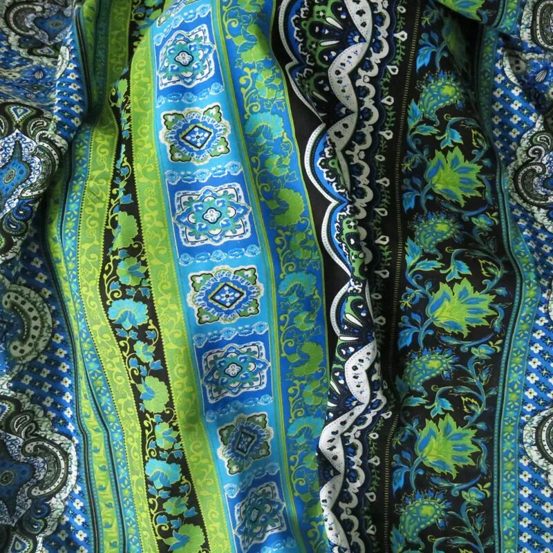 Этнические ткани. Ткань с этническим принтом. Ткань сине зеленая. Ткань в Восточном стиле.
