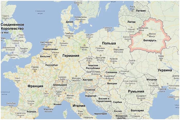 Карта Белоруссии на карте Европы. Белоруссия на карте Европы. Белоруссия на карте Европы с границами.