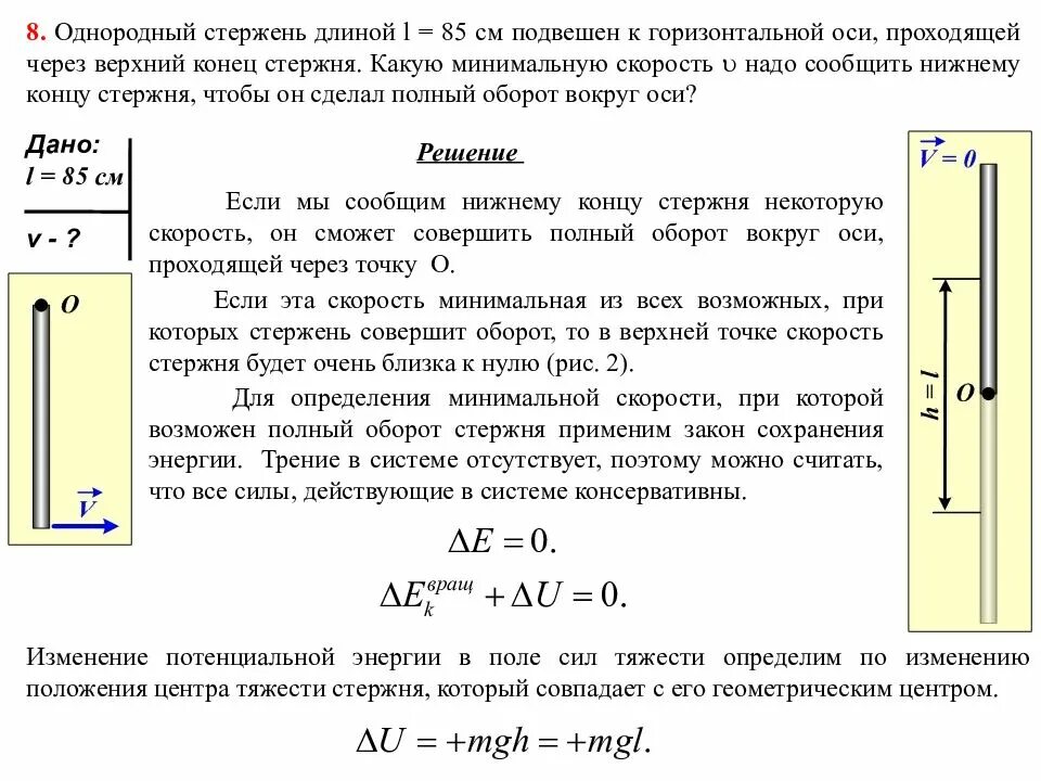 Полный оборот на одном месте. Скорость стержня. Однородный стержень длины. Закон вращения стержня. Скорость вращения стержня.