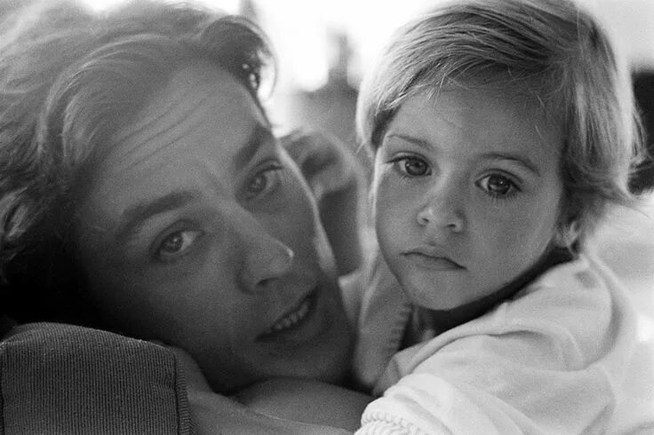 French actor Alain Delon with his son Anthony on the beach at Monte... Alain del