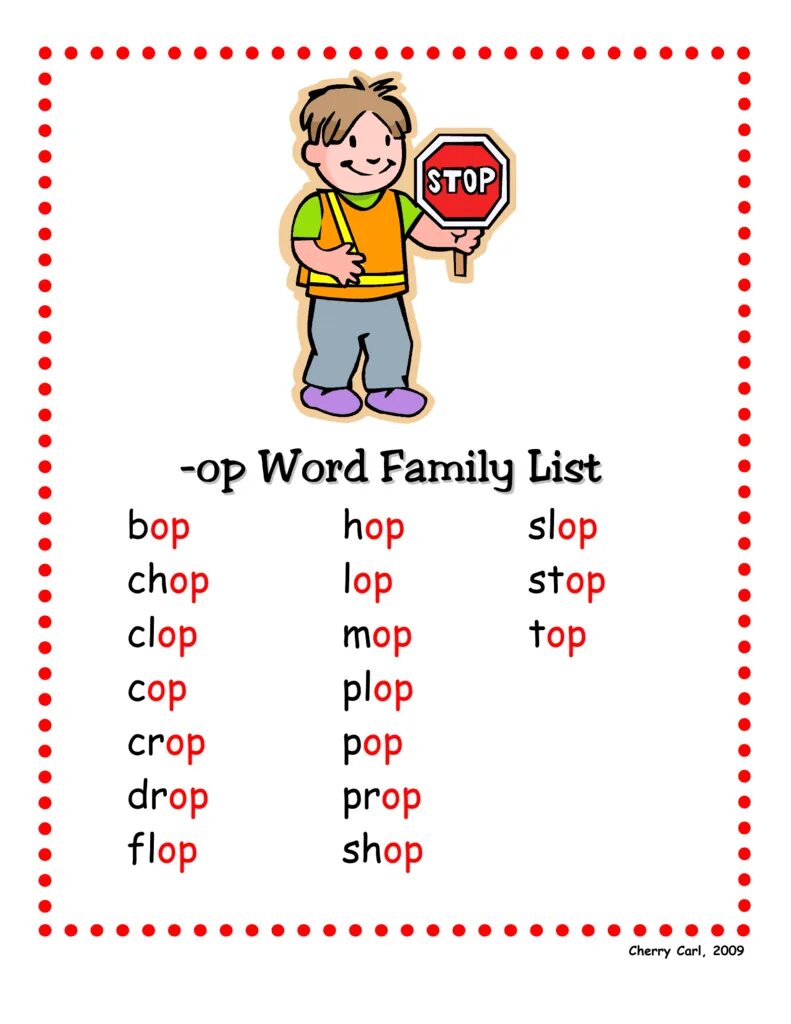 Make word family. Family Words. Op Family Words. Family English Words. Phonics Word Families.