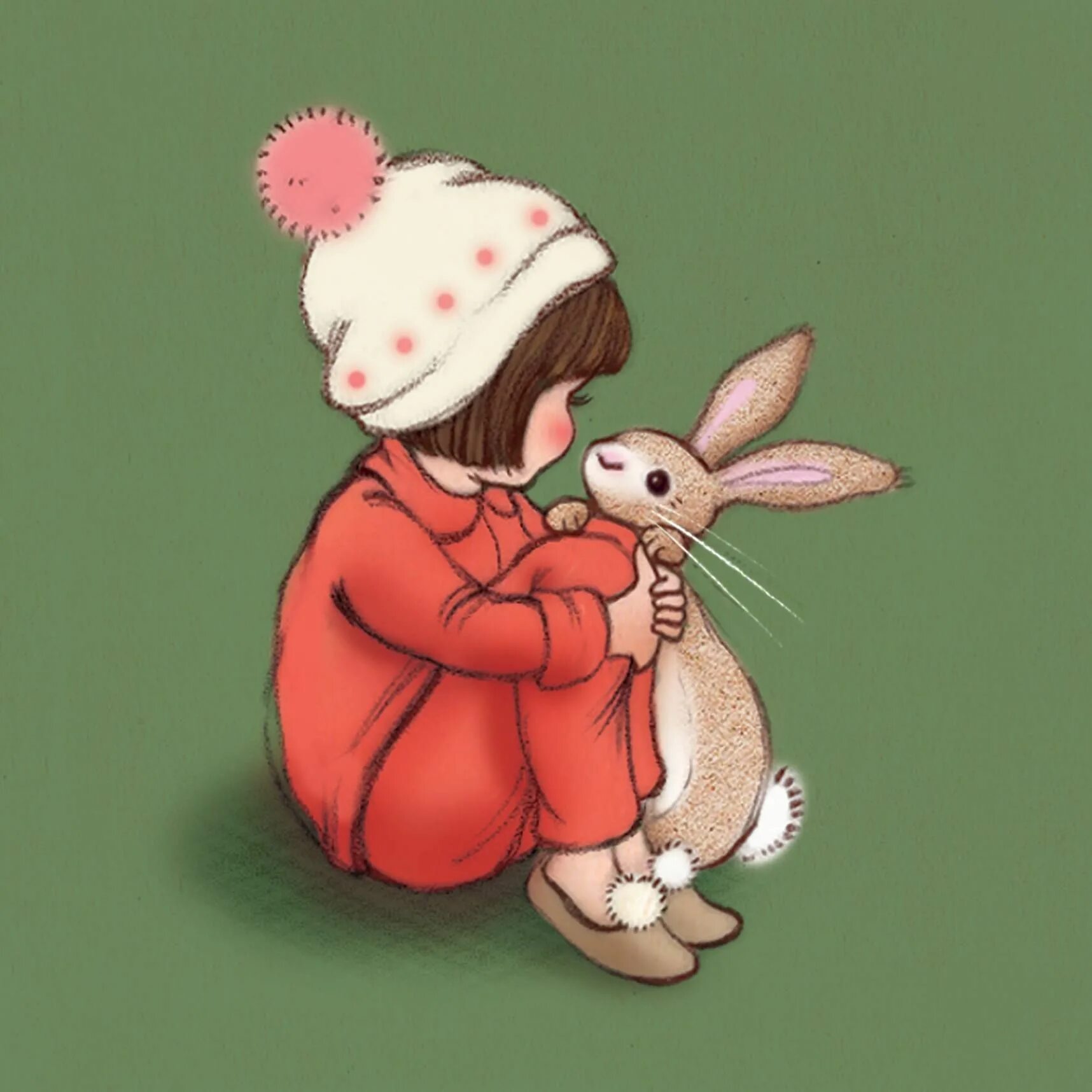 Новогодний кролик. Милые рисунки на новый год. Кролик в новогодней шапочке. Новогодний заяц.