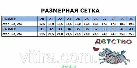 Сказка размерная сетка