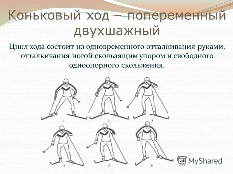 Коньковый ход. Попеременный двухшажный коньковый ход. Цикл одновременный коньковый двухшажный ход. Коньковый попеременный двух шажный ход. Попеременный со свободным скольжением коньковый ход.