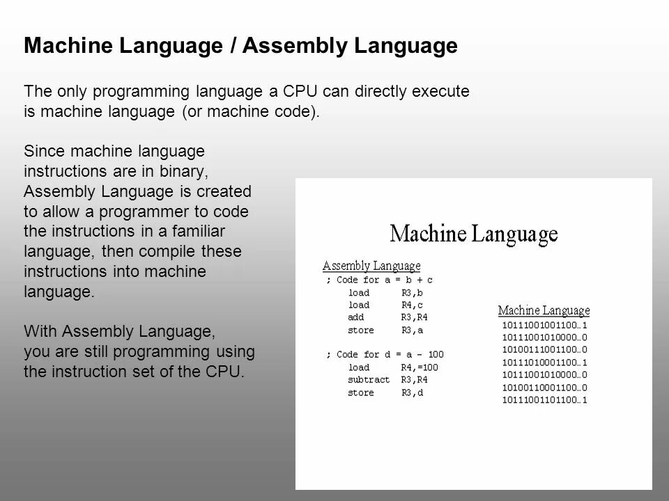 Machine language. Язык ассемблера. Язык Assembler.