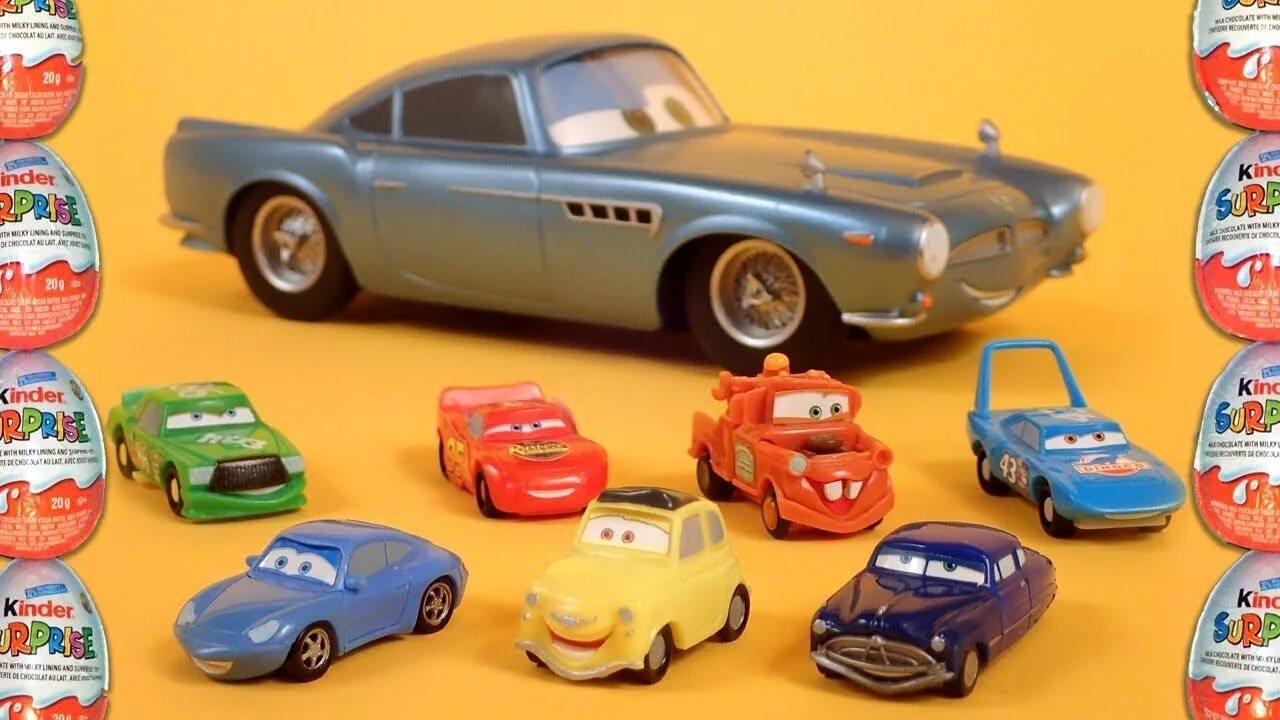 Kinder car. Тачки игрушки Disney Pixar Киндер. Молния Маккуин из Киндер сюрприз Тачки 1. Коллекция Киндер Тачки 1. Коллекция Киндер машинки молния Маккуин.