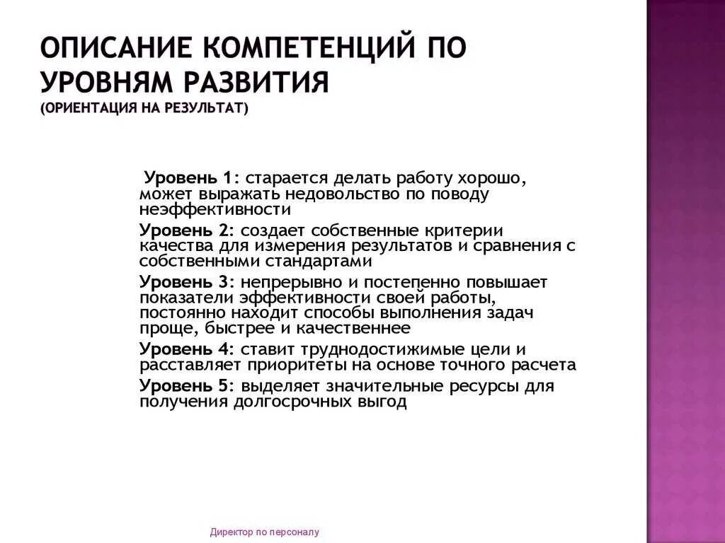 Ориентация на результат компетенция. Описание компетенций. Уровни развития компетенции ориентация на результат. Нацеленность на результат компетенция.