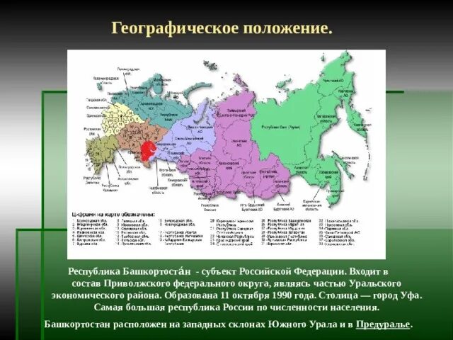 Субъект федерации башкортостан. Субъект Российской Федерации Республика Башкортостан столица. Башкортостан Республика субъект РФ. Географическое местоположение Башкирии. Башкирия географическое расположение.