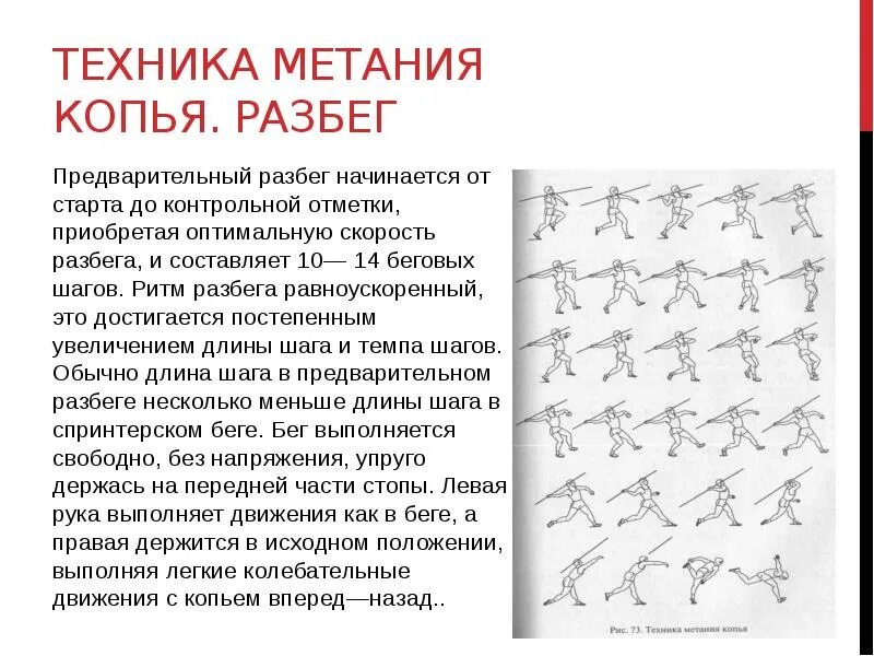 Метание копья выполняется после разбега. Техника метания копья с разбега. метание копья фазы.