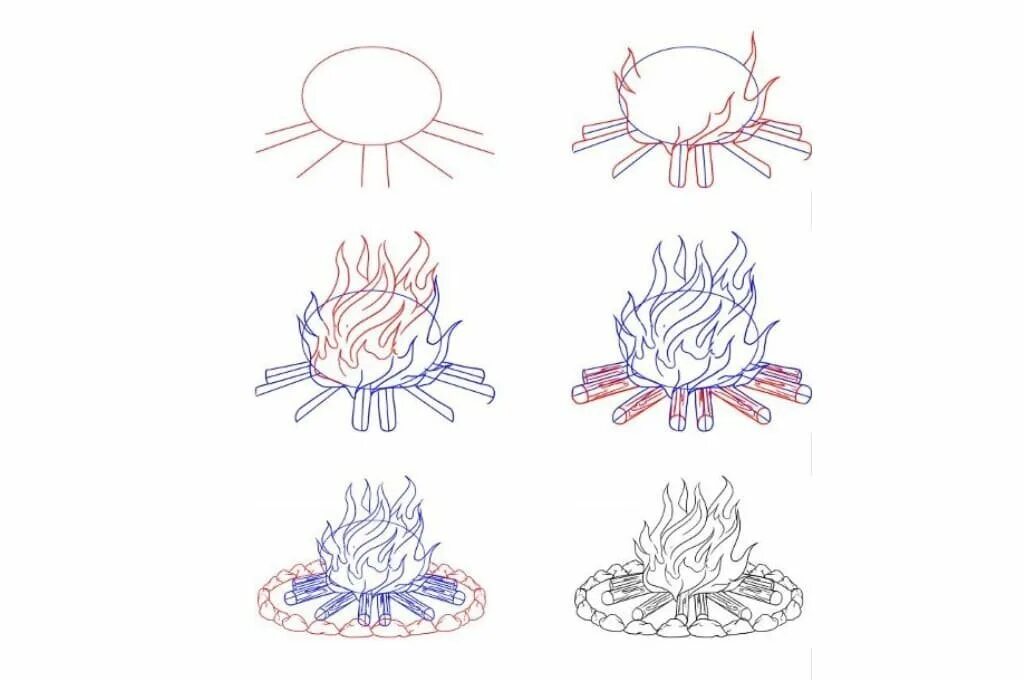 Рисунки огня карандашом для начинающих. Как нарисовать костёр поэтапно. Как нарисовать огонь. Огонь карандашом. Костёр рисунок карандашом.
