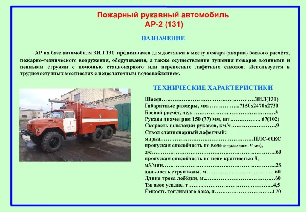 Тактико технические характеристики основных пожарных автомобилей. Зил 131 пожарный технические характеристики. ттх зил 131 пожарный автомобиль. ттх рукавного пожарного автомобиля зил 131. пожарная машина зил 131 технические характеристики.