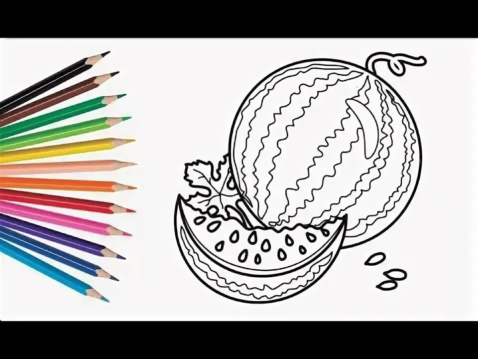 Раскраски для детей арбуз распечатать бесплатно A coloring page of a watermelon and a slice