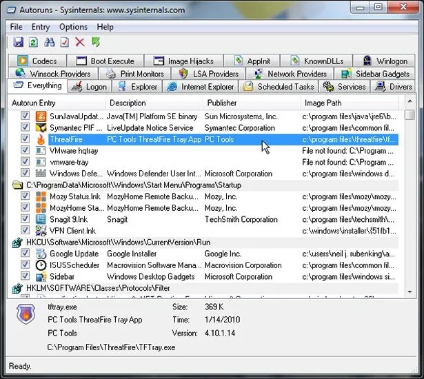 Autoruns. Меню программы autoruns. что такое авторан в компьютере. autorun.exe.