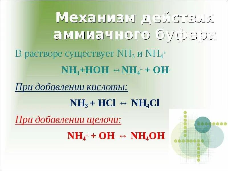 Nh4oh nh4cl буферный раствор. Механизм аммонийного буферного раствора. Механизм действия аммиачной буферной системы. Механизм действия аммиачного буфера. Nh3 р р hcl