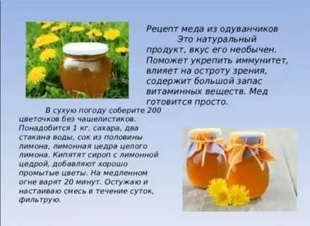 Рецепт домашнего меда из одуванчиков