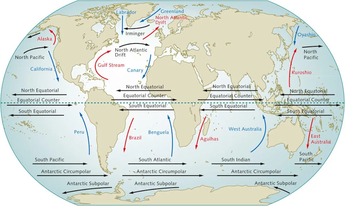 World s oceans. Карта течений Ирмингера-течение. Гольфстрим и Холодное течение название.