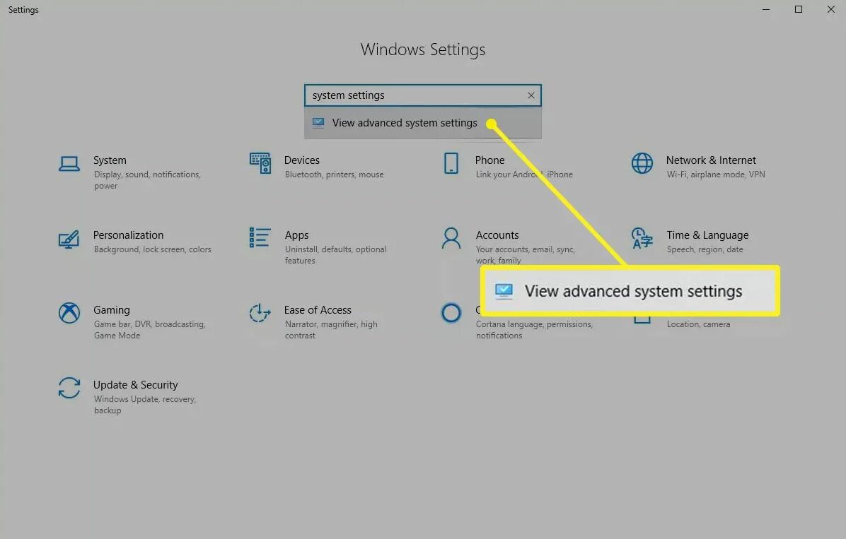 Advanced system setting