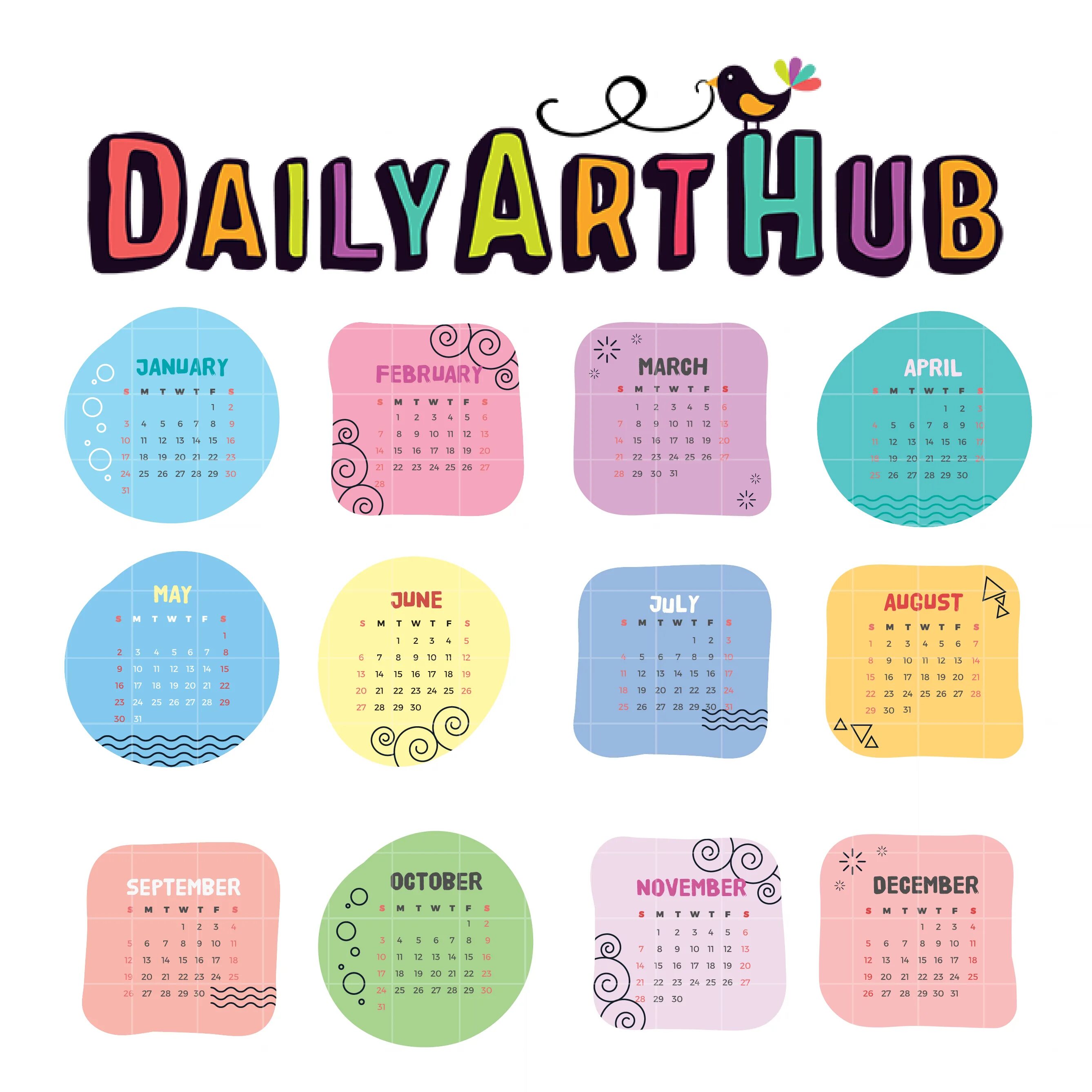 Free Vector Calendar with sketchy seasonal elements Creative calendar, Calendar 