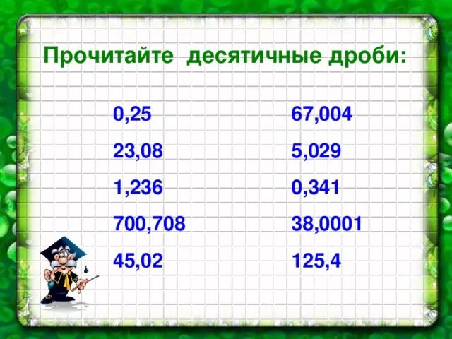 Прочитайте десятичные дроби. Чтение десятичных дробей. Прочитать десятичные дроби. Прочитай десятичные дроби. Чтение десятичных дробей 5 класс