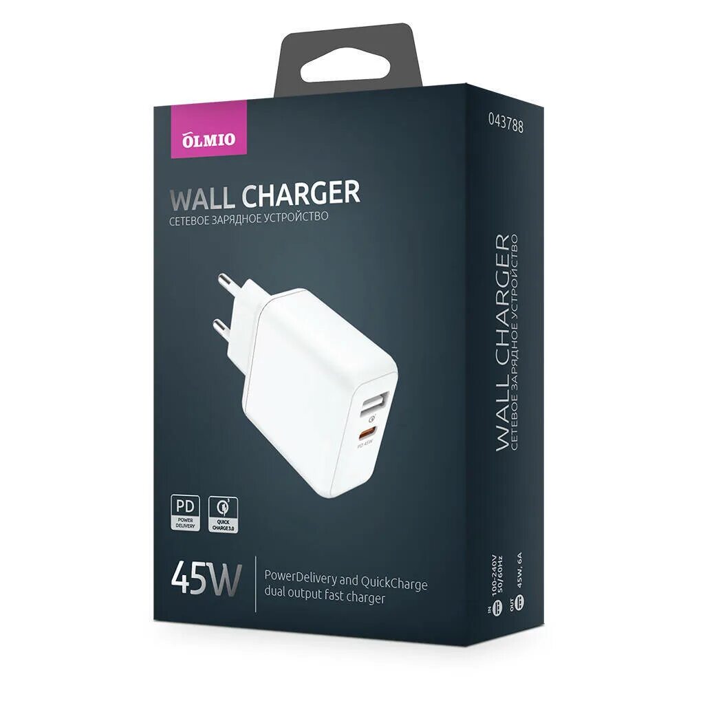 Зарядное устройство usb type c 45w. Сзу usb type-c/usb 3a pd 45w olmio smart ic. сзу type-c 2 usb 2.4a olmio smart ic. olmio 2usb, qc3.0+smart ic (пр038718). сзу olmio usb 2.4a, smart ic (без кабеля).