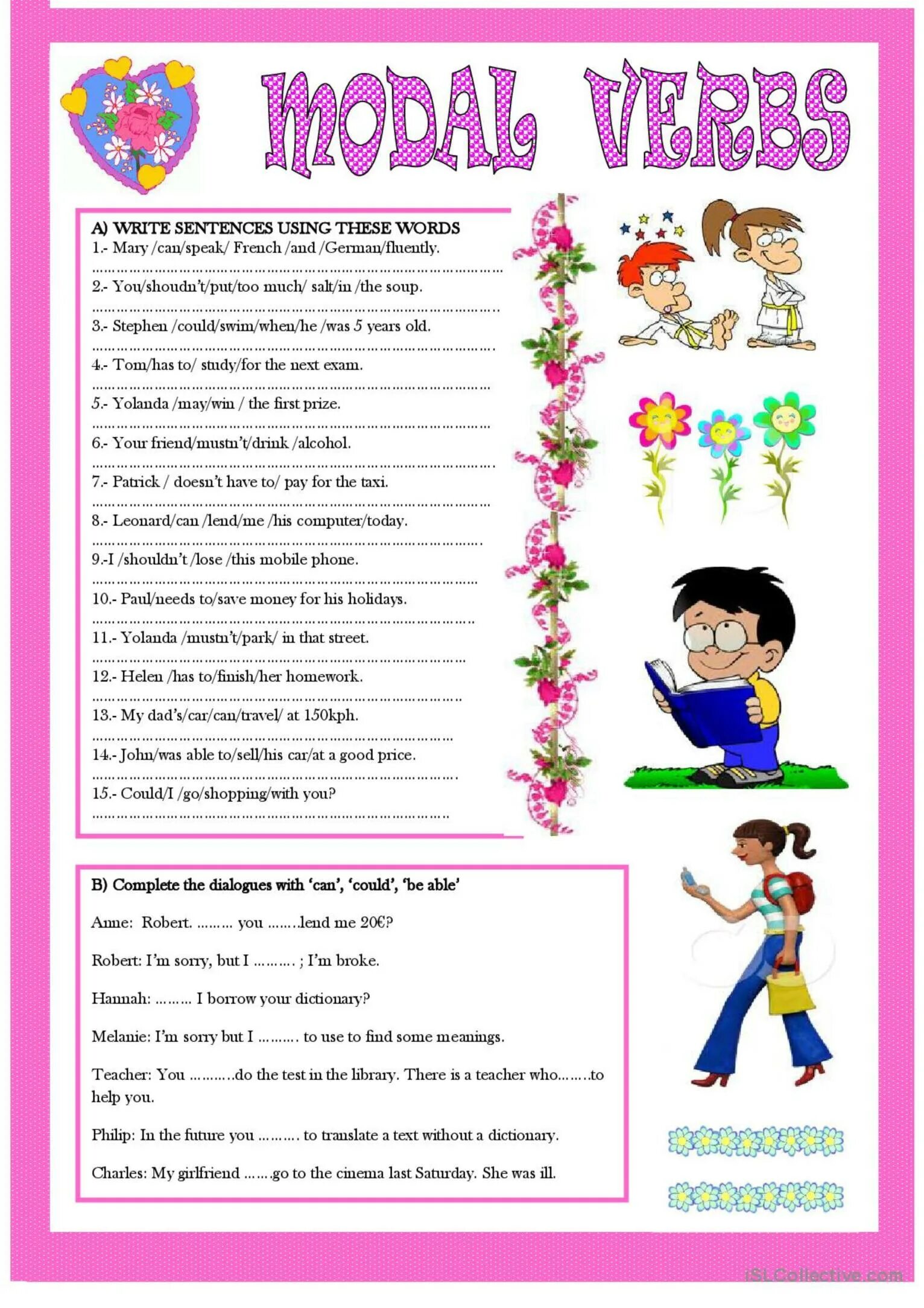 Модальные глаголы Worksheets. Модальные глаголы в английском языке Worksheets. Модальные глаголы can must Worksheets. Модальный глагол need Worksheets. Must mustn t have to упражнения