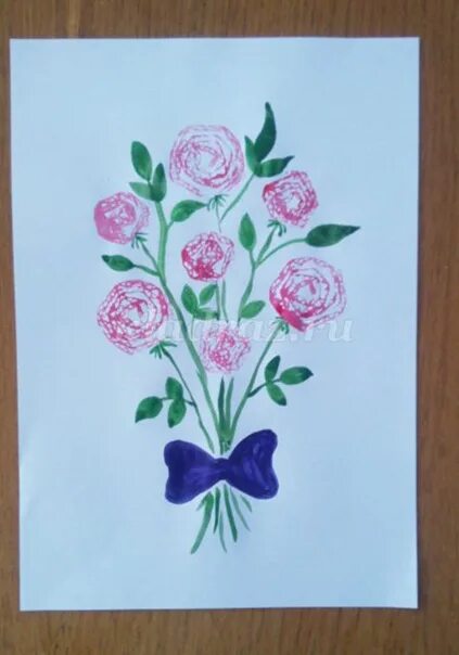 Рисование цветов пакетом нетрадиционная техника. Рисование штампами цветы. Розы нетрадиционные техники рисования. Техника штампования букет рисование. Нетрадиционная техника рисования розы.