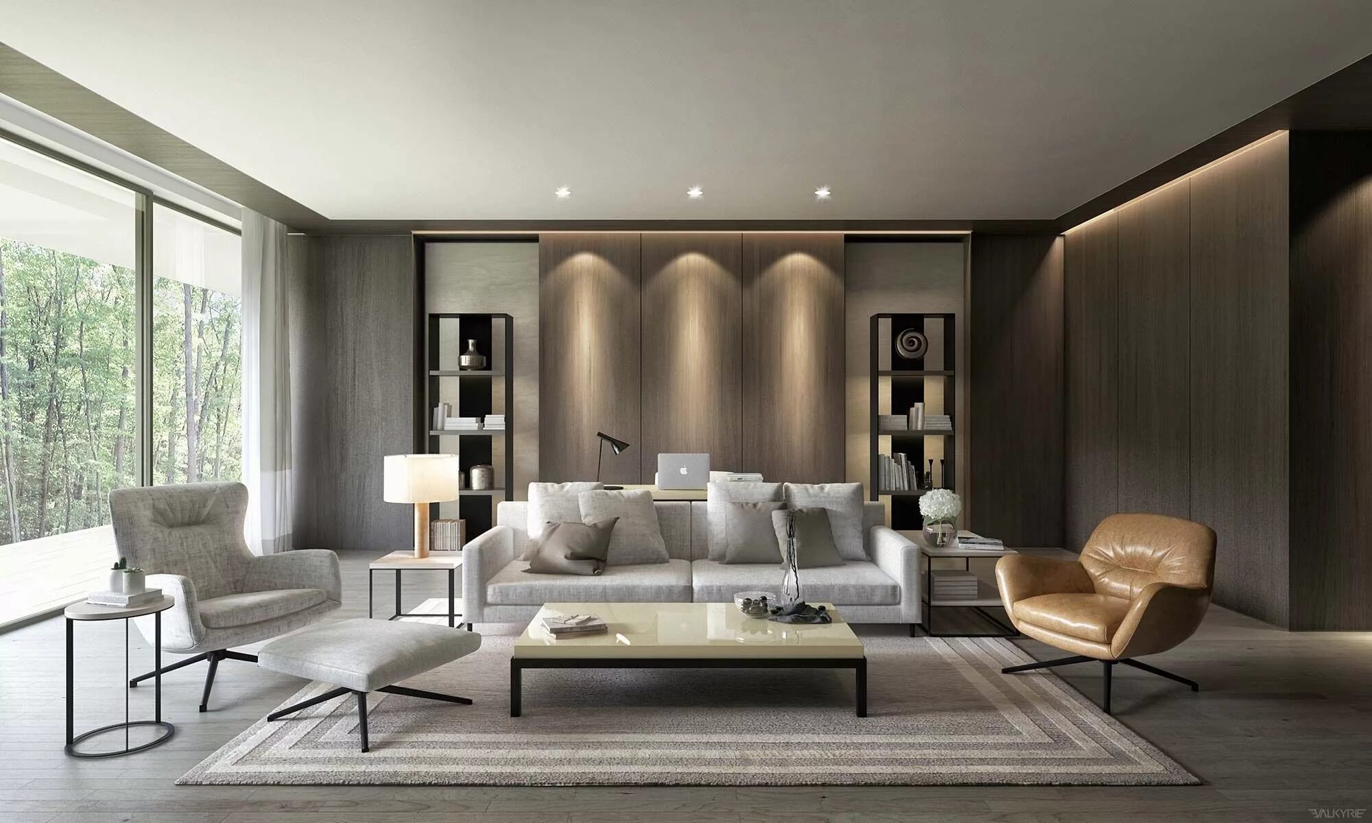 Modern Zoning in Ukrainian Apartment Living room dining room combo, Living room 
