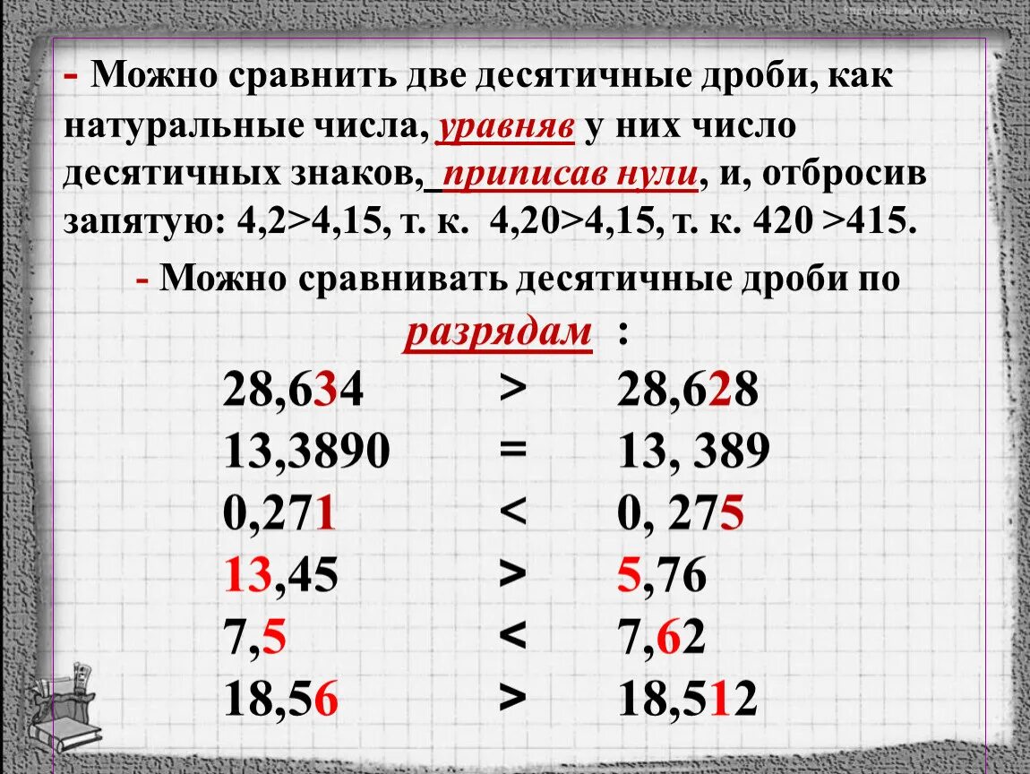 Как изменится произведение 2 десятичных дробей. Правило сравнения десятичных дробей правило. Как сравнивать десятичные дроби. Десятичные дроби 5 класс сравнение десятичных дробей. Как сравнить десятичные дроби правило.